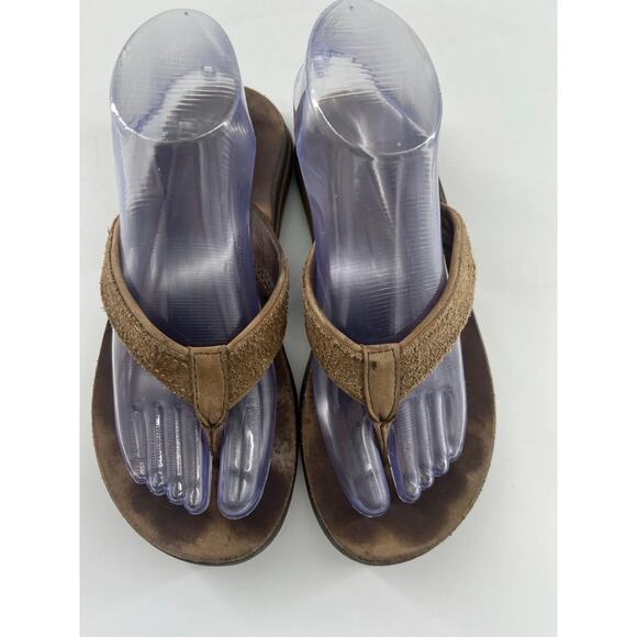 Chaco Flip Flop Shoes Womens Brown Leather Comfort Slip-On Thong Sandal Size 8 - Picture 5 of 7